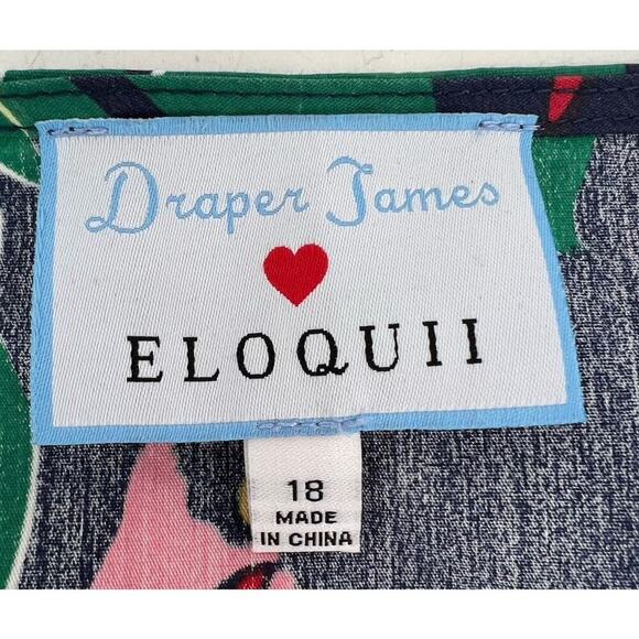 Draper James X ELOQUII Cotton Button-Down Top Sleeveless Parrots Tropical 18 NWT - Picture 9 of 12